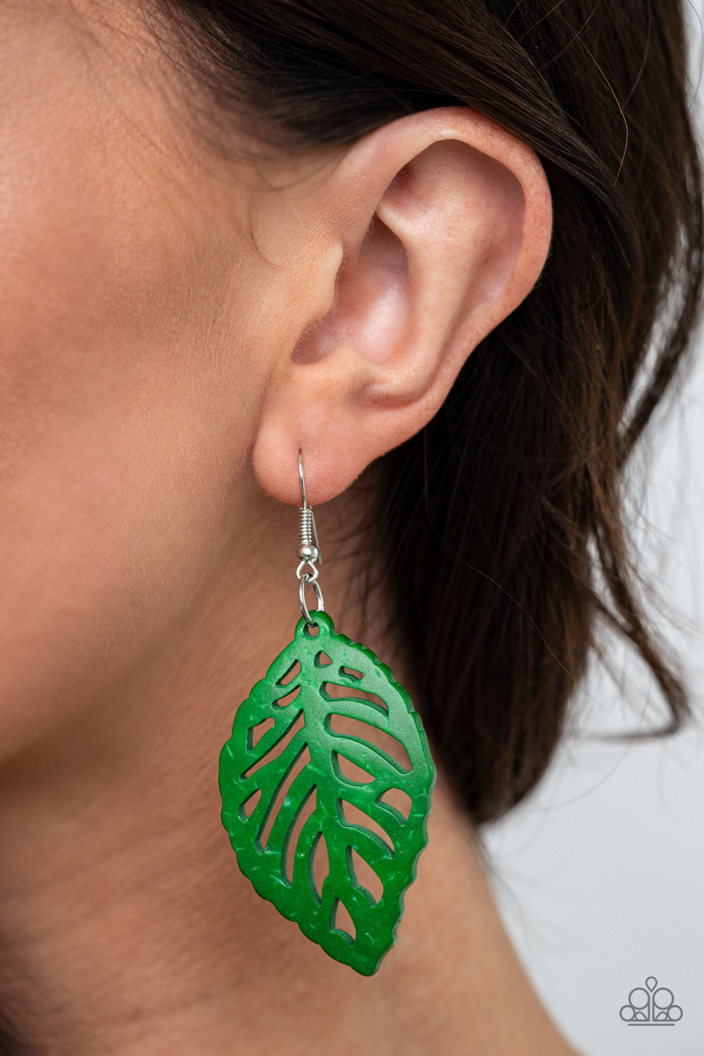 Paparazzi ♥ LEAF Em Hanging - Green ♥ Earrings