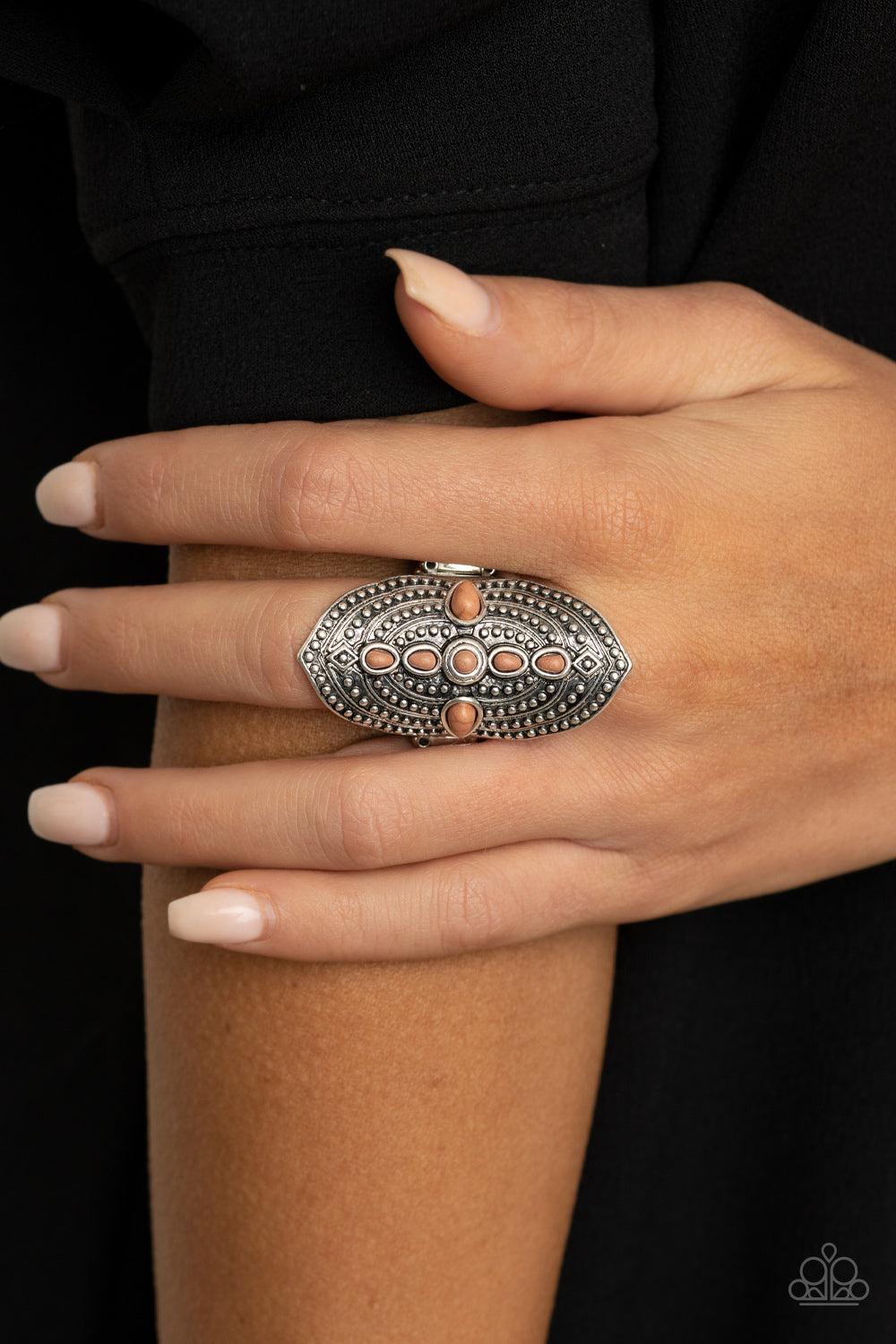 Paparazzi ♥ Shield in Place - Brown ♥ Ring