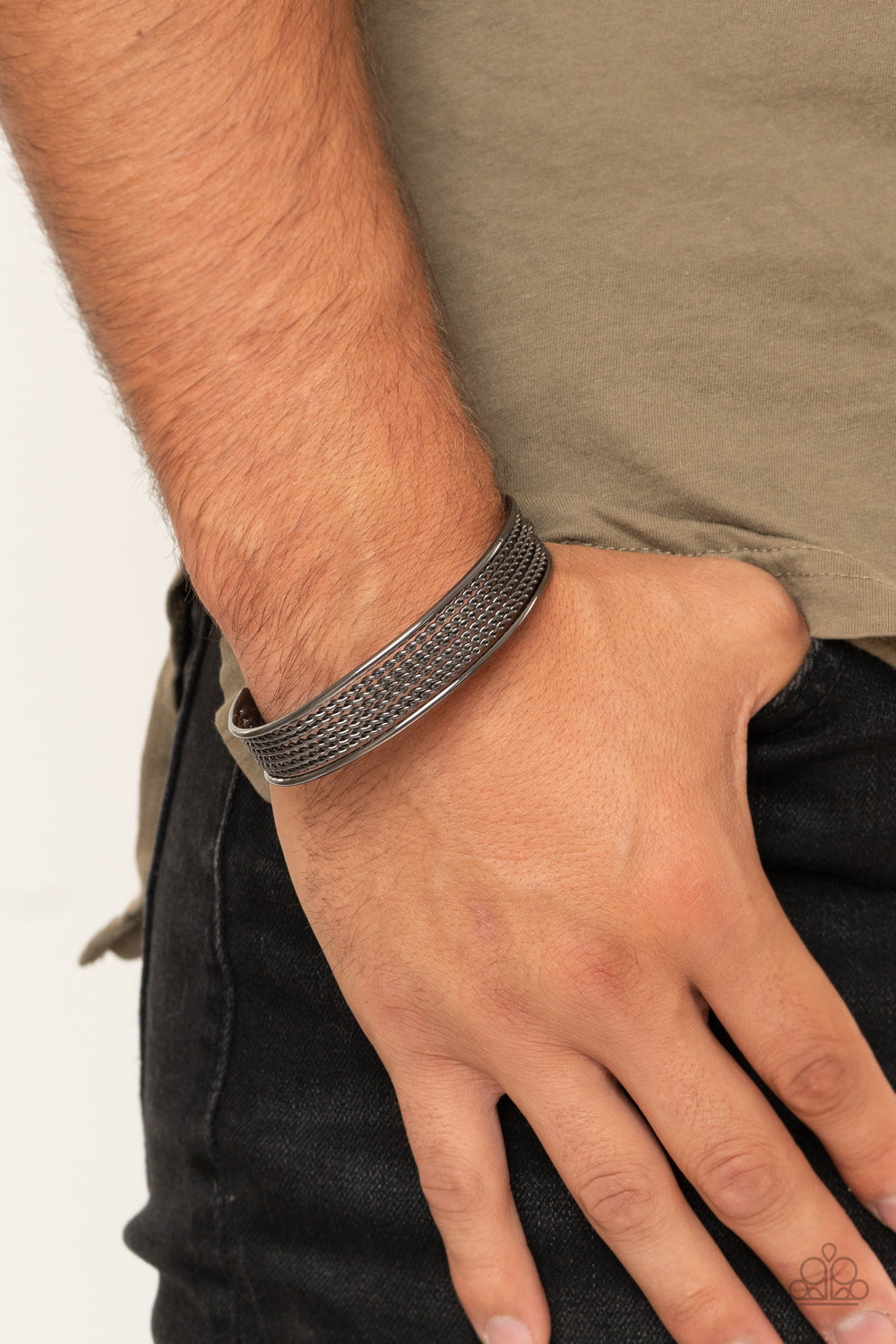 Paparazzi ♥ Risk-Taking Texture - Black ♥ Mens Bracelet