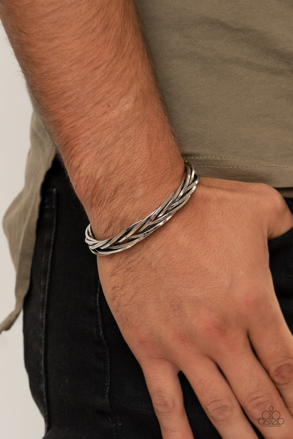 Paparazzi ♥ Rustic Reveler - Silver ♥ Mens Bracelet