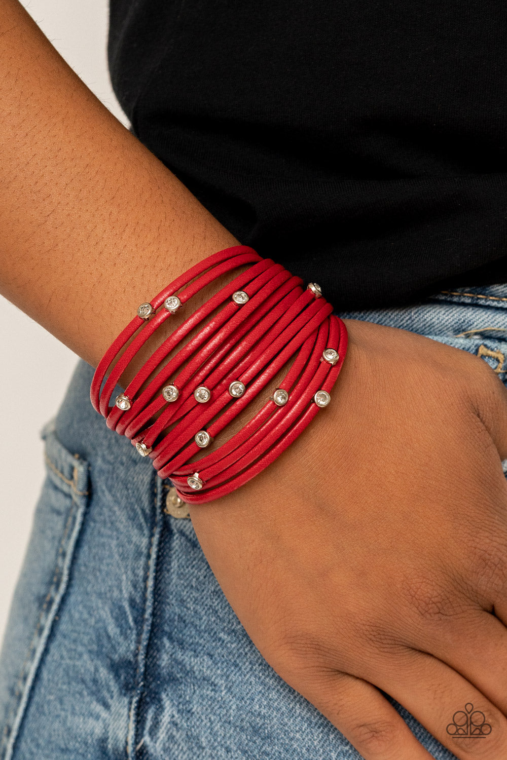 Paparazzi ♥ Fearlessly Layered - Red ♥ Bracelet