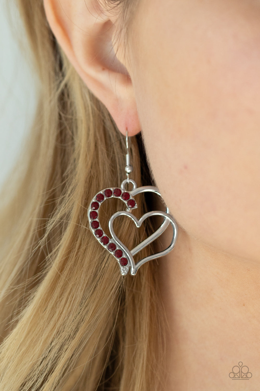 Paparazzi ♥ Double The Heartache - Red ♥ Earrings