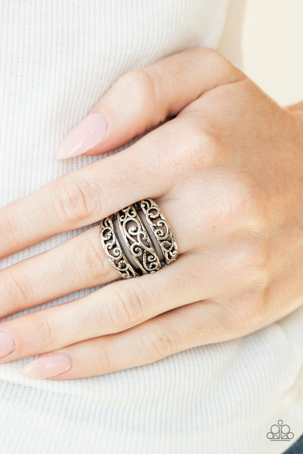 Paparazzi ♥ FRILLED To Be Here - Silver ♥ Ring