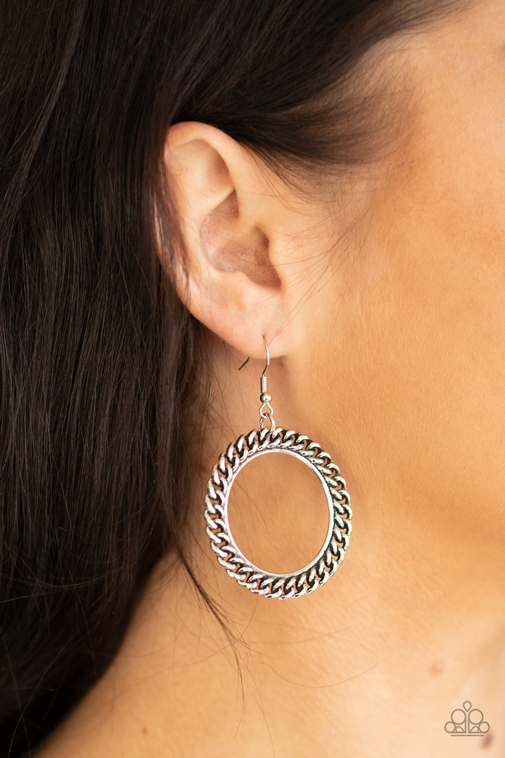 Paparazzi ♥ Above The RIMS - Silver ♥ Earrings