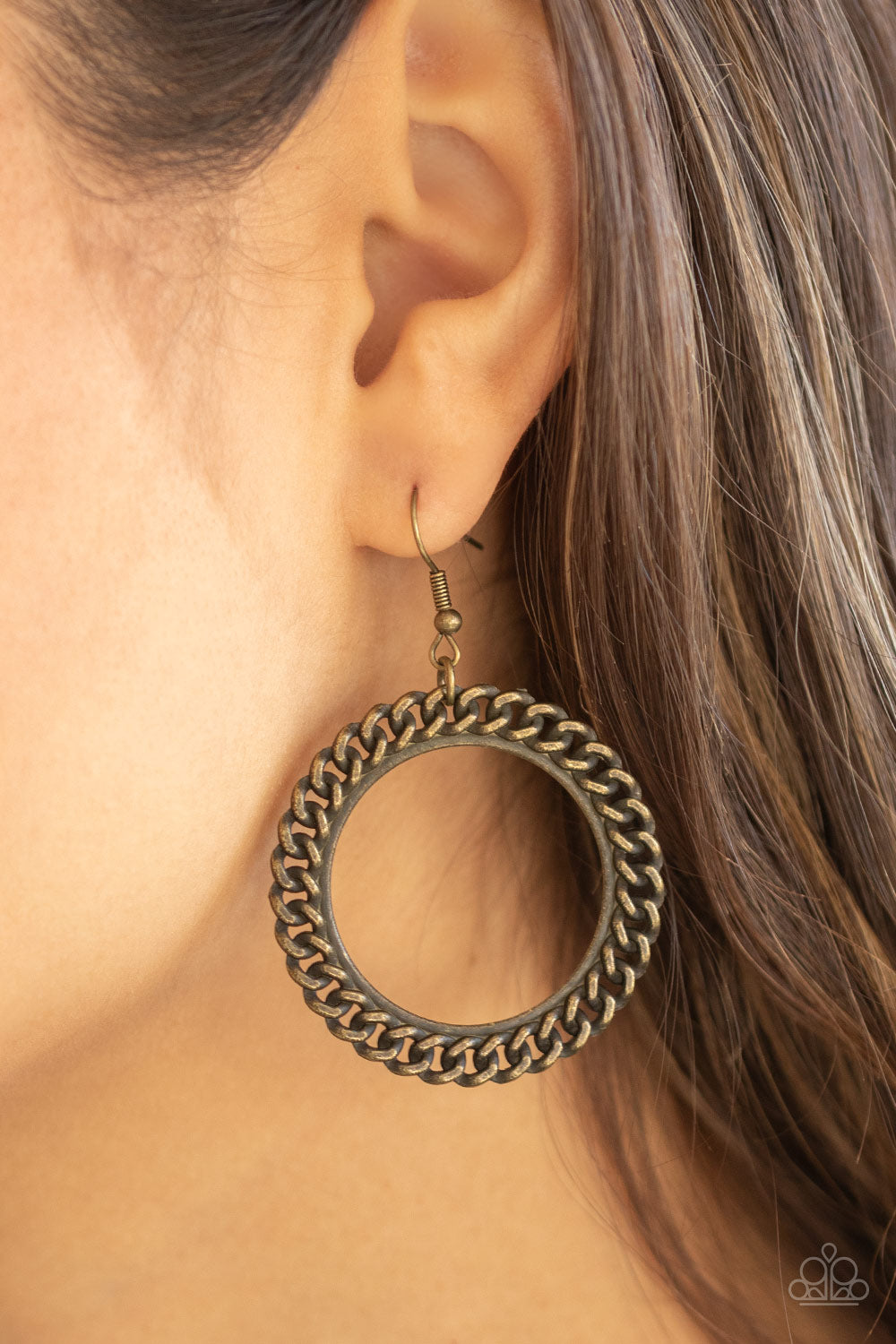 Paparazzi ♥ Above The RIMS - Brass ♥ Earrings
