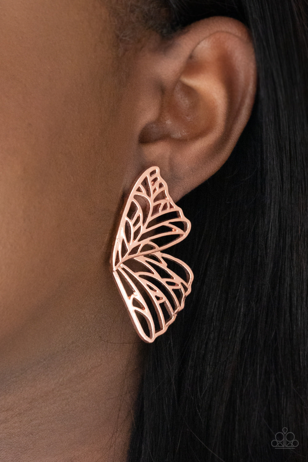 Paparazzi ♥ Butterfly Frills - Copper ♥ Post Earrings