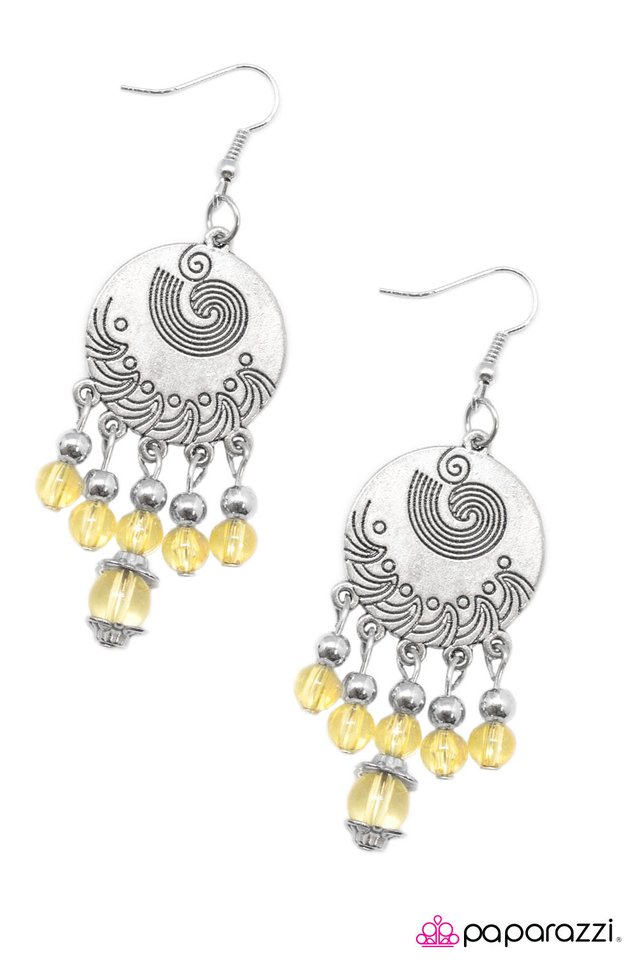 Paparazzi ♥ Spinning My Wheels - Yellow ♥ Earrings