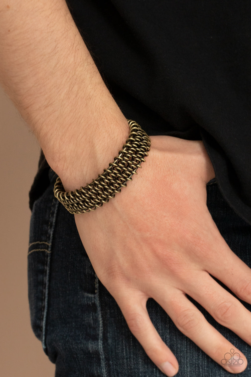 Paparazzi ♥ Gridlock - Brass ♥ Mens Bracelet