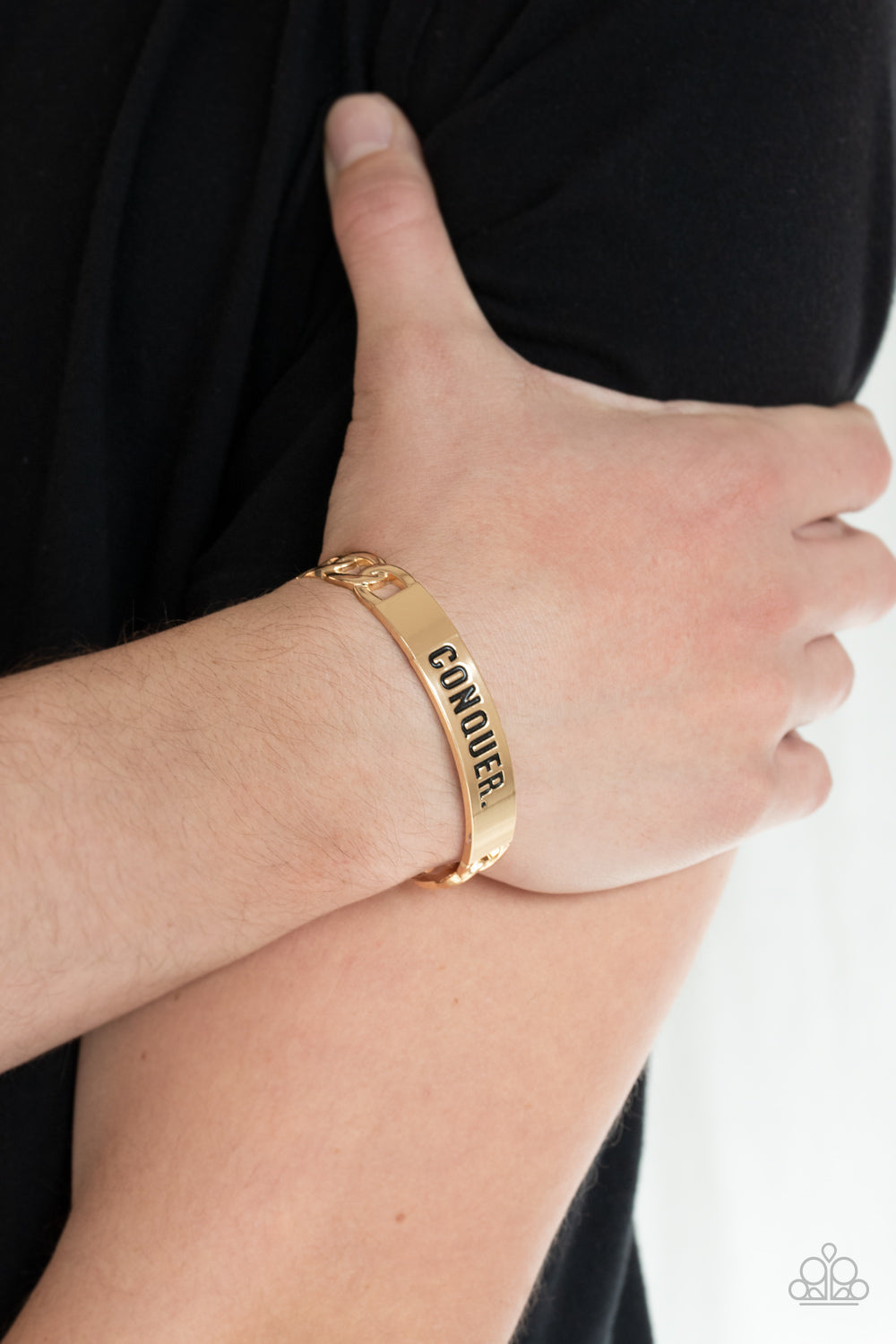 Paparazzi ♥ Conquer Your Fears - Gold ♥ Mens Bracelet