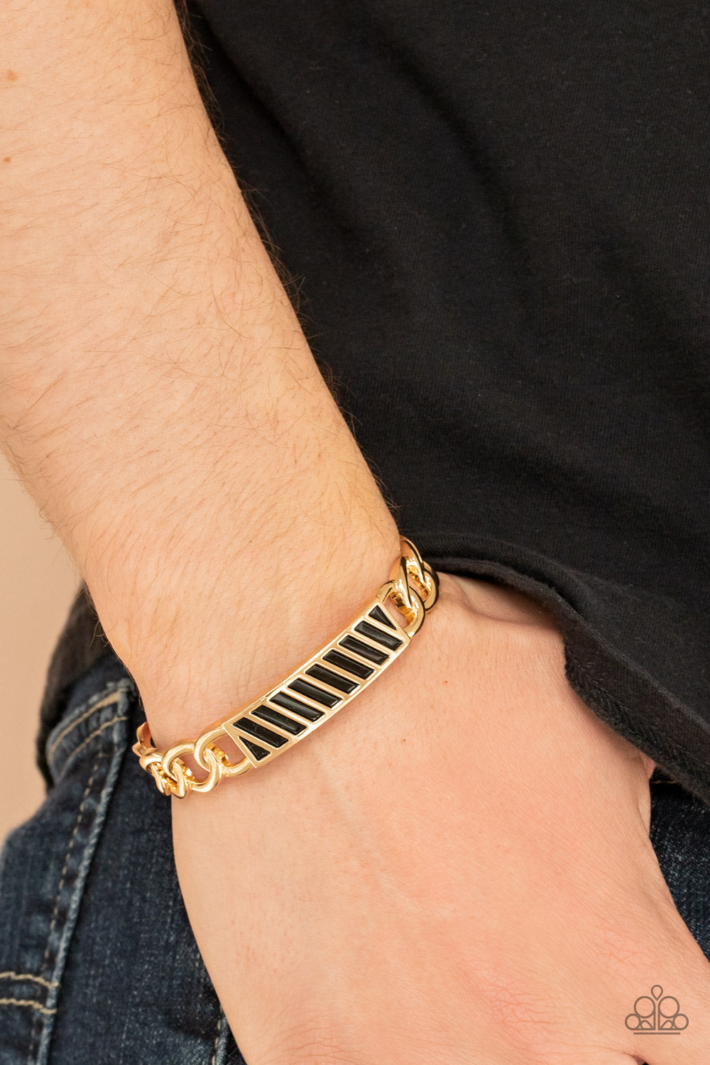 Paparazzi ♥ Keep Your Guard Up - Gold ♥ Mens Bracelet