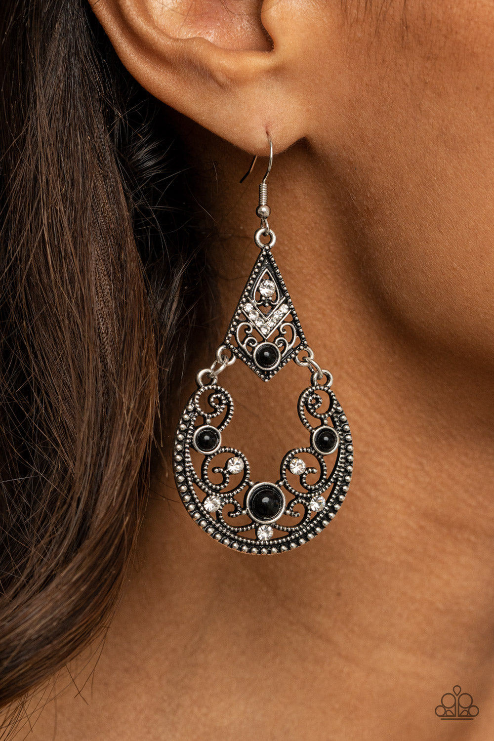 Paparazzi ♥ Bohemian Ball - Black ♥ Earrings