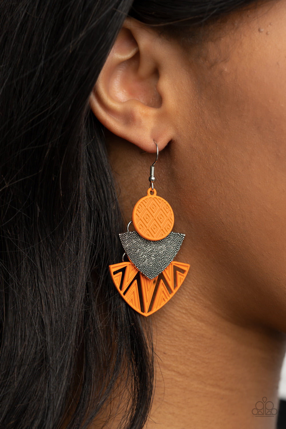 Paparazzi ♥ Jurassic Juxtaposition - Orange ♥ Earrings