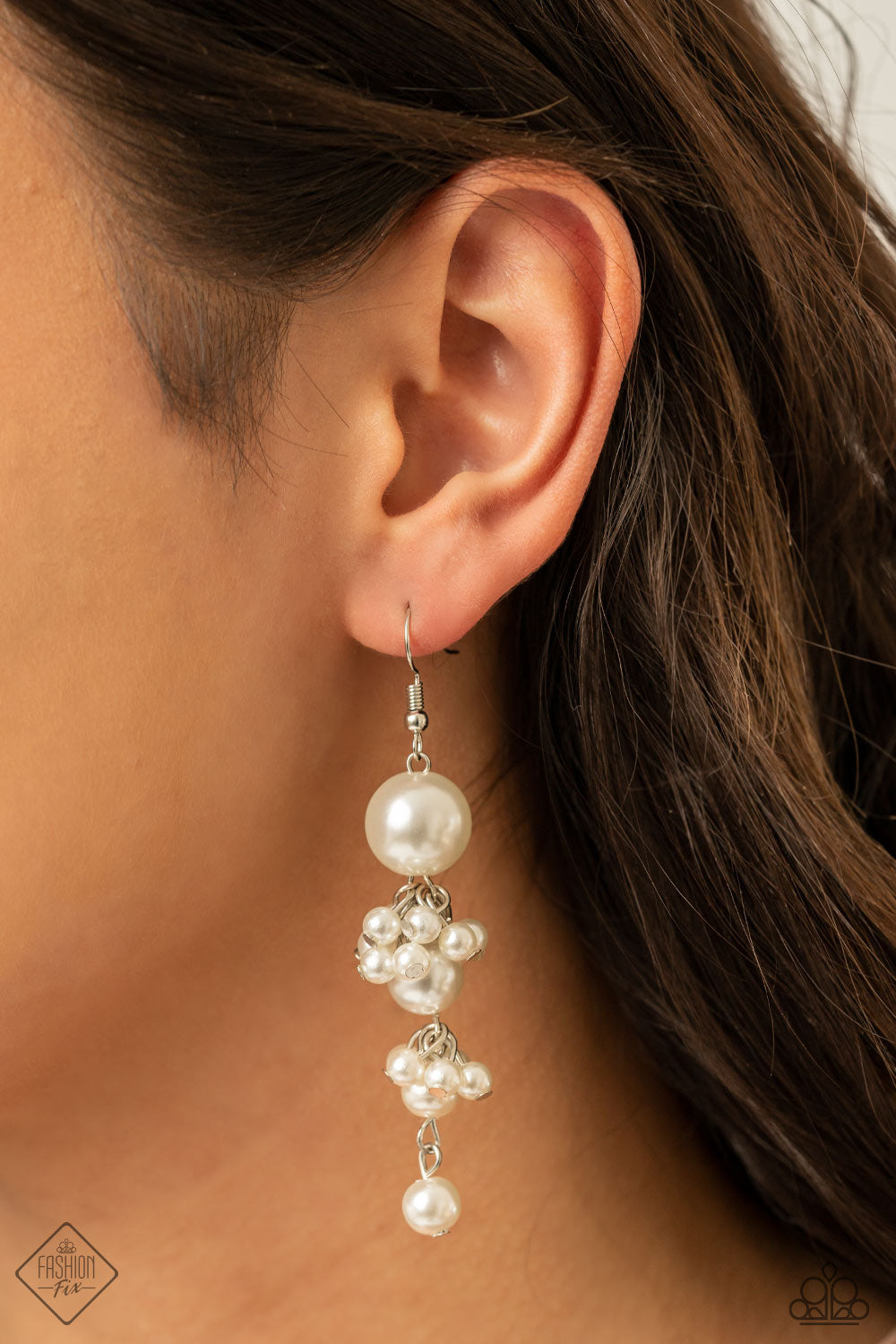 Paparazzi ♥ Ageless Applique - White ♥ Earrings