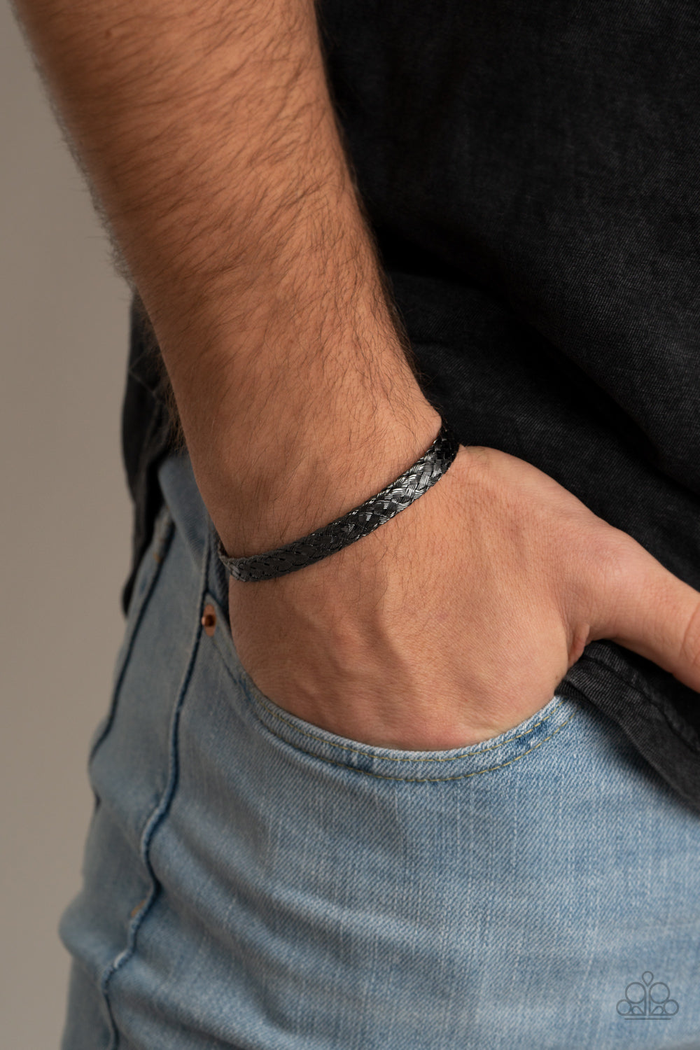 Paparazzi ♥ Cable Couture - Black ♥ Mens Bracelet