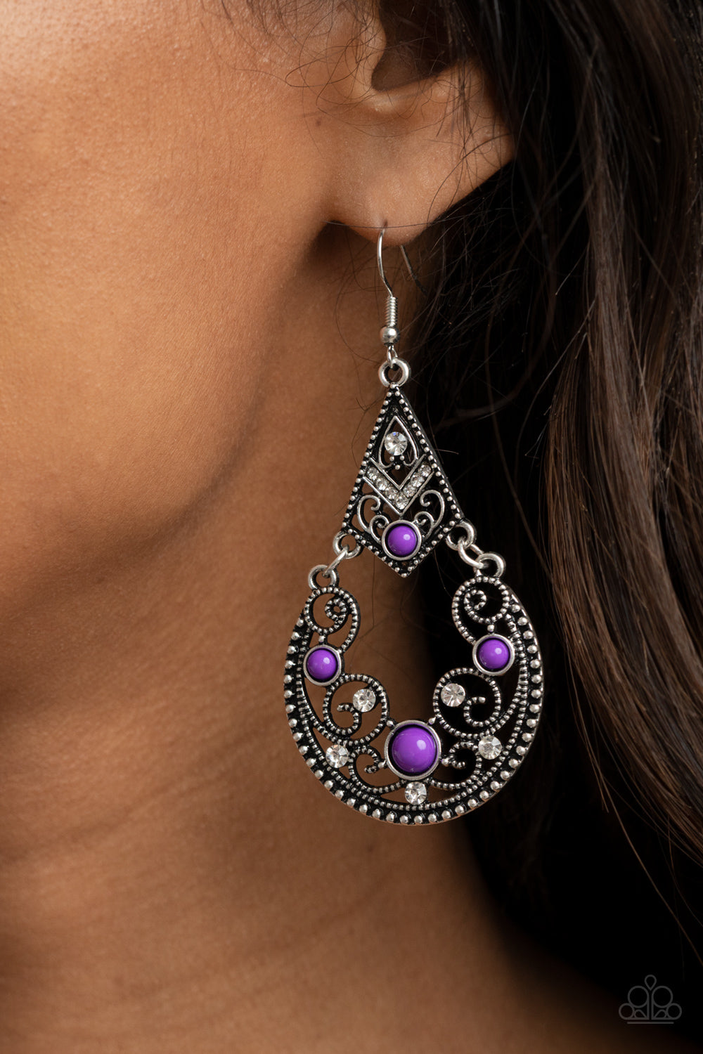 Paparazzi ♥ Bohemian Ball - Purple ♥ Earrings