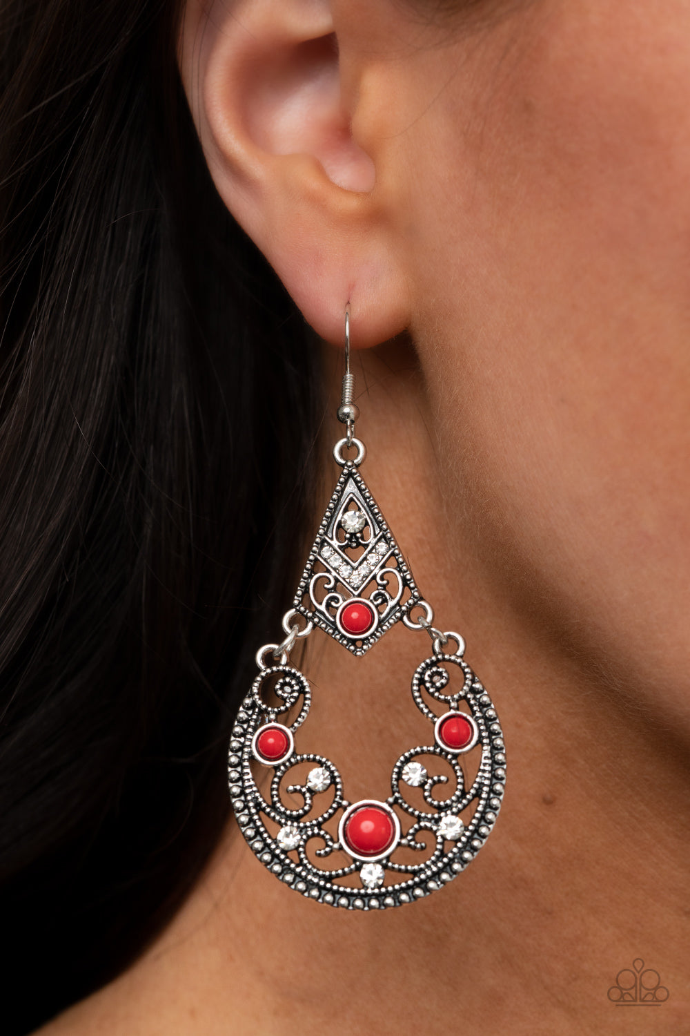 Paparazzi ♥ Bohemian Ball - Red ♥ Earrings