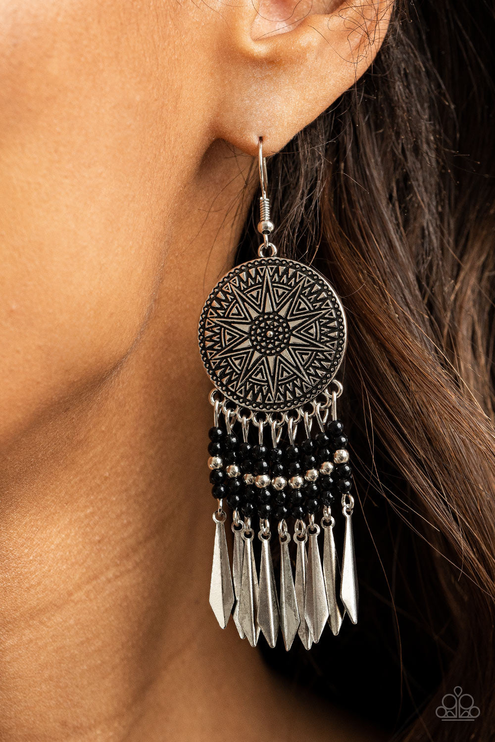 Paparazzi ♥ Sun Warrior - Black ♥ Earrings