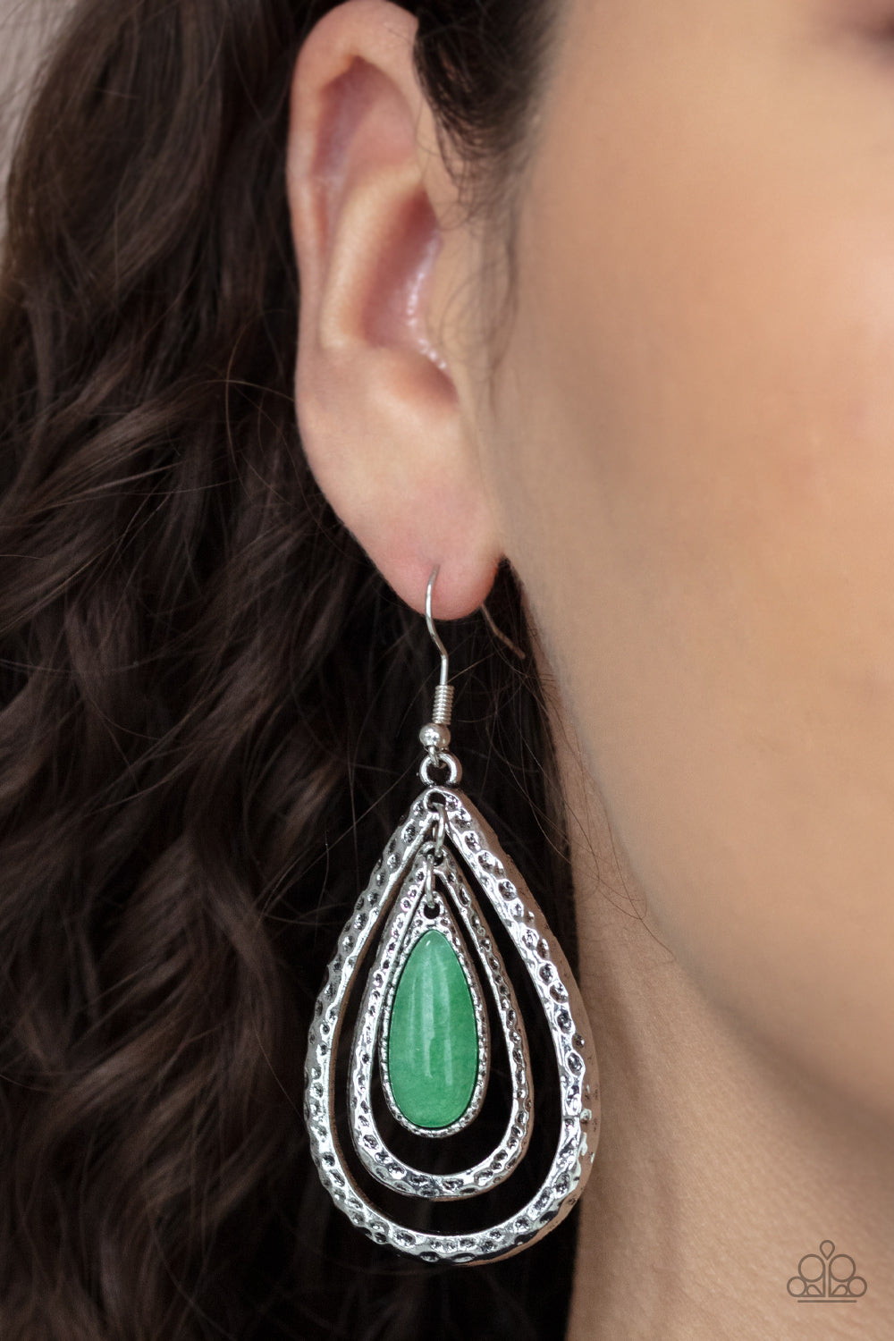 Paparazzi ♥ Teardrop Torrent - Green ♥ Earrings