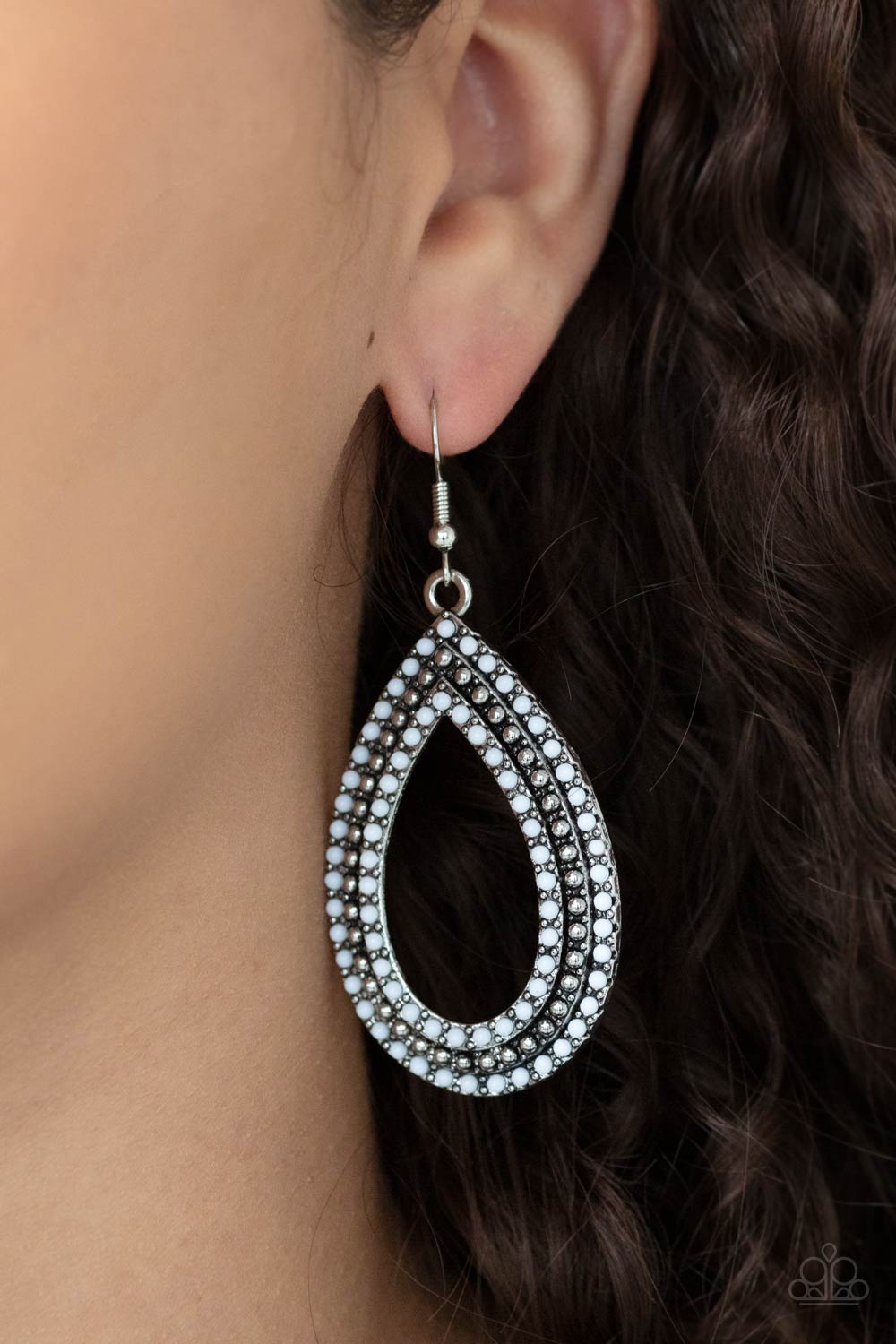 Paparazzi ♥ Tear Tracks - White ♥ Earrings