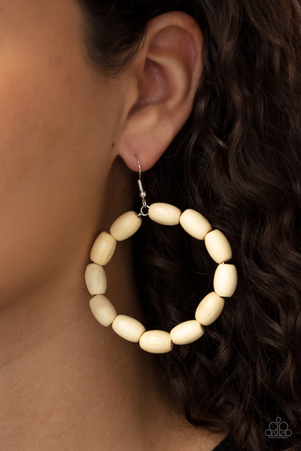Paparazzi ♥ Living The WOOD Life - White ♥ Earrings