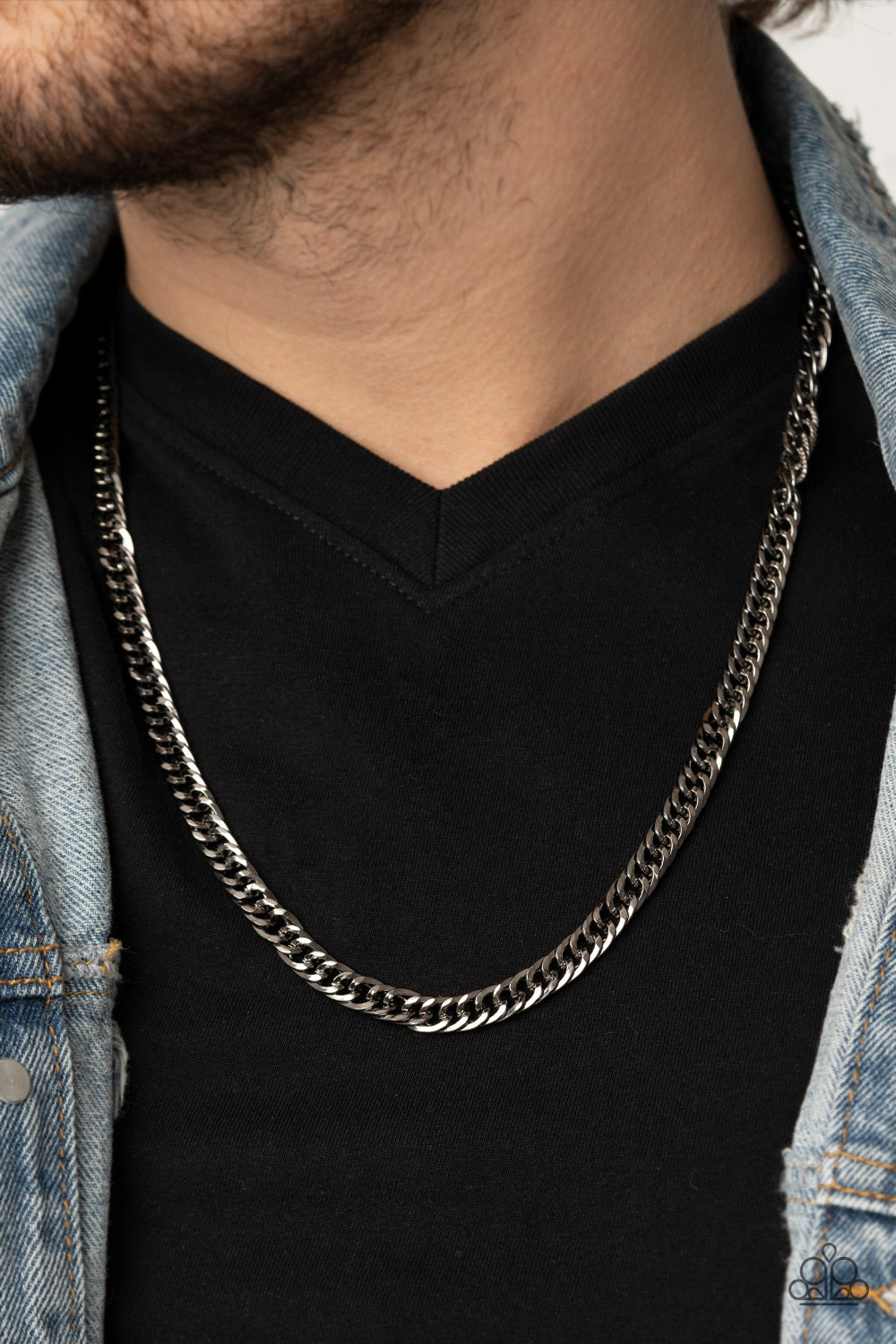 Paparazzi ♥ Valiant Victor - Black ♥ Mens Necklace