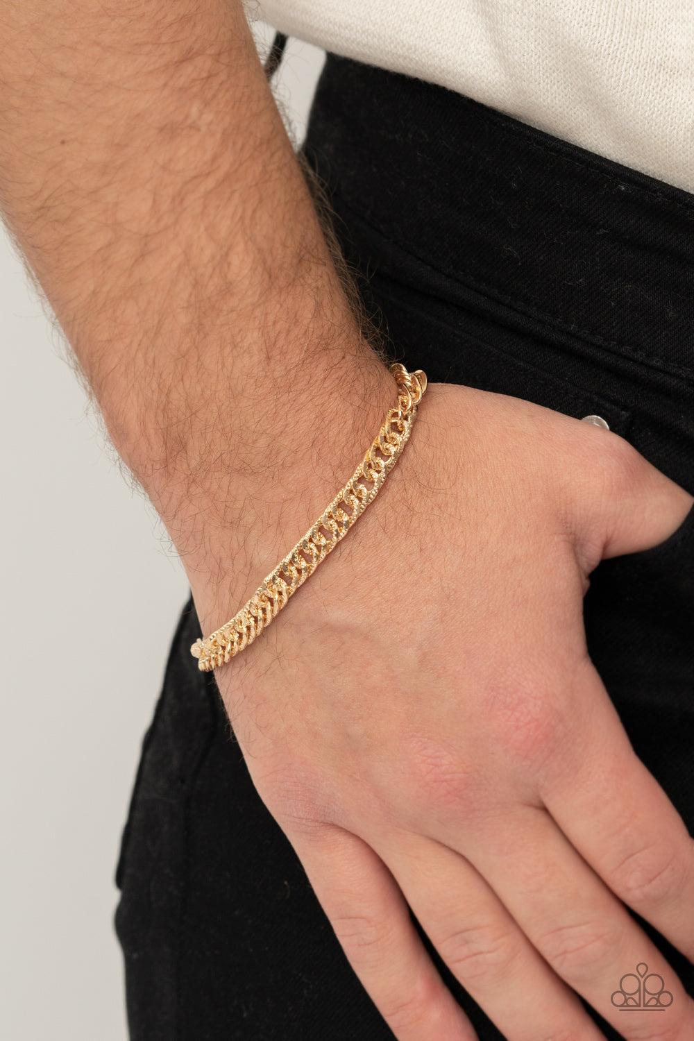 Paparazzi ♥ Very Valiant - Gold ♥ Mens Bracelet