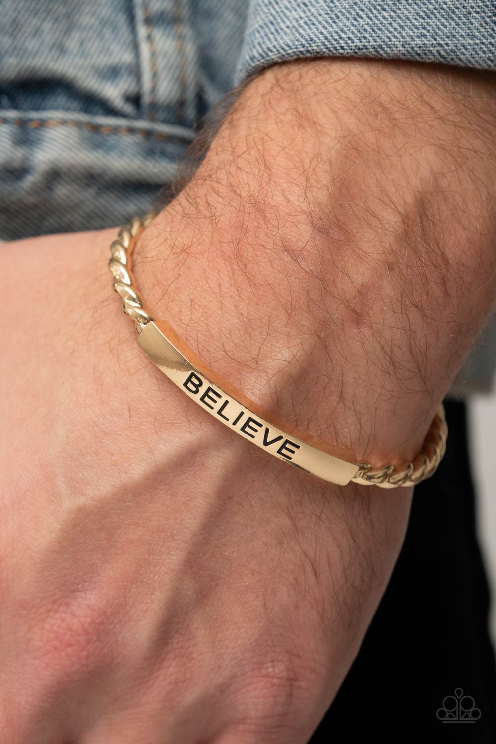 Paparazzi ♥ Keep Calm and Believe - Gold ♥ Mens Bracelet