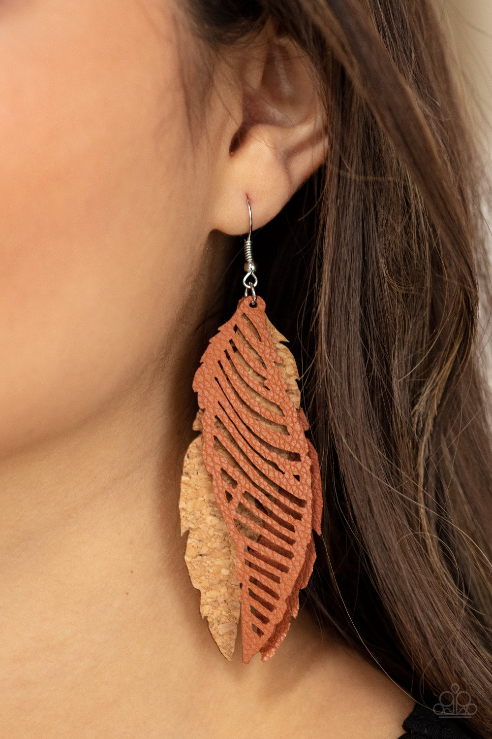 Paparazzi ♥ WINGING Off The Hook - Brown ♥ Earrings