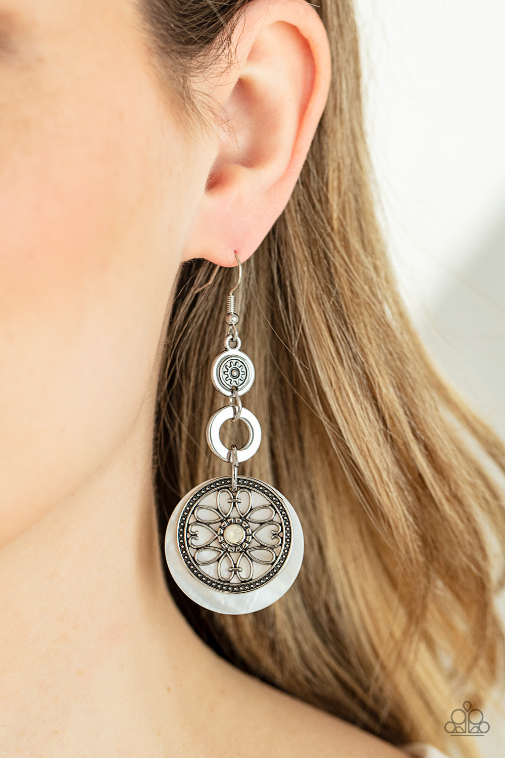 Paparazzi ♥ Royal Marina - White ♥ Earrings
