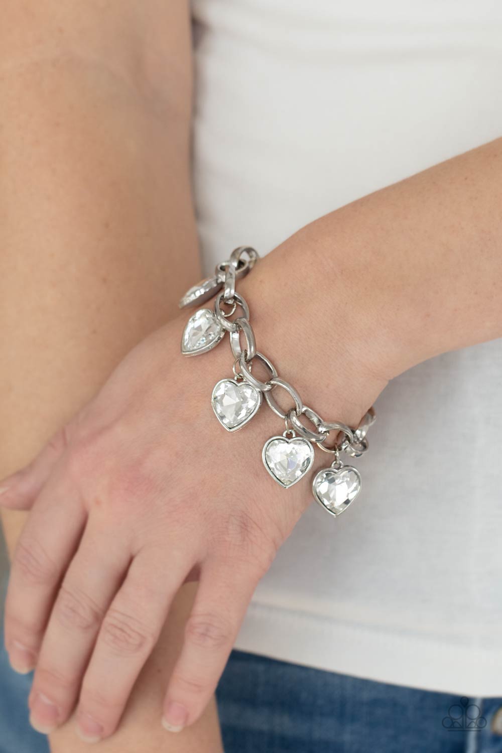 Paparazzi ♥ Candy Heart Charmer - White ♥ Bracelet