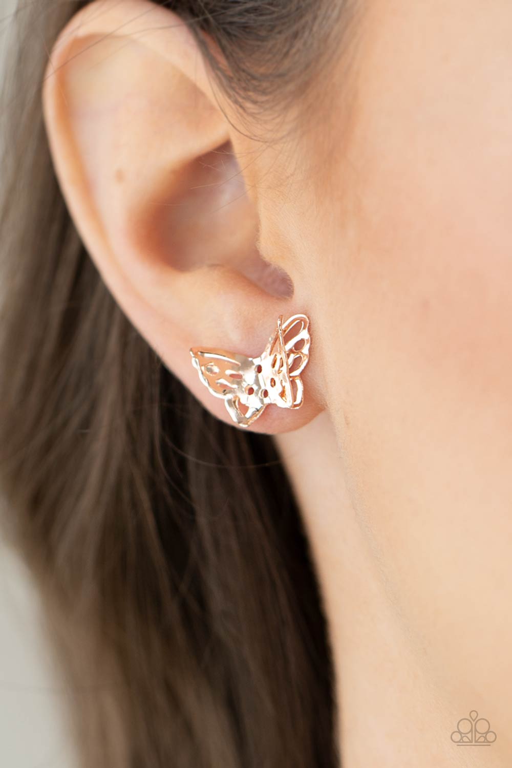 Paparazzi ♥ Flutter Fantasy - Rose Gold ♥ Post Earrings