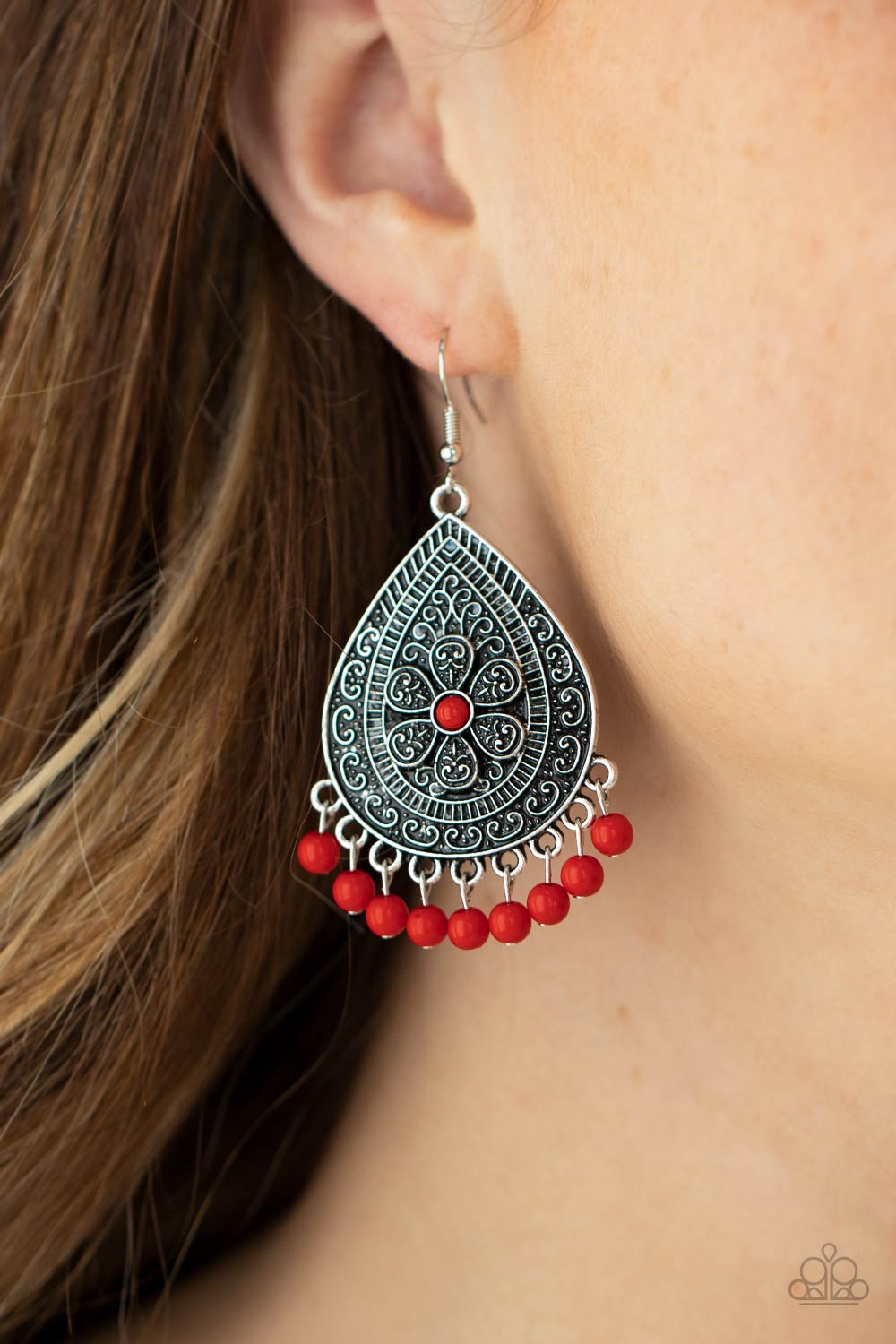 Paparazzi ♥ Blossoming Teardrops - Red ♥ Earrings