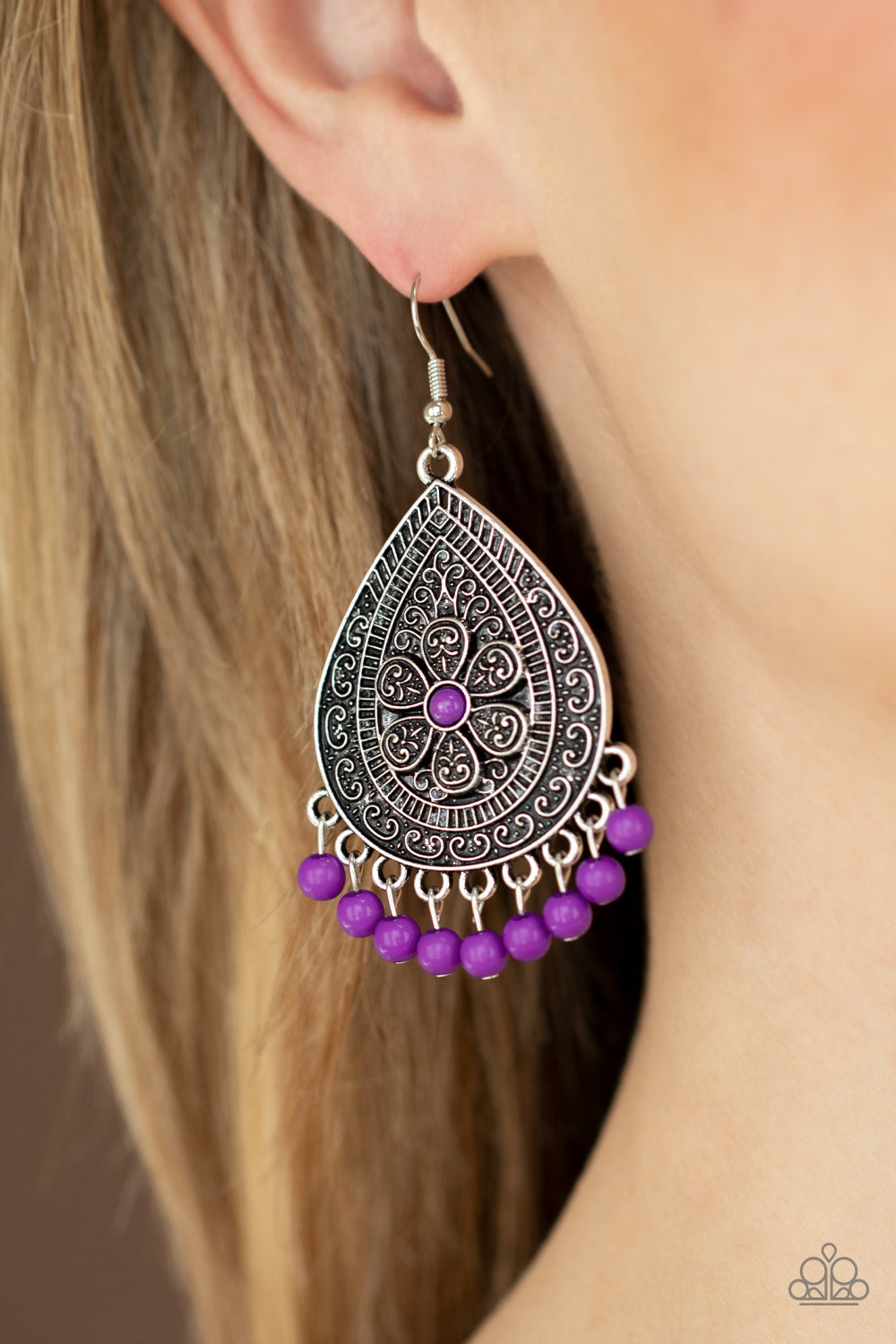 Paparazzi ♥ Blossoming Teardrops - Purple ♥ Earrings