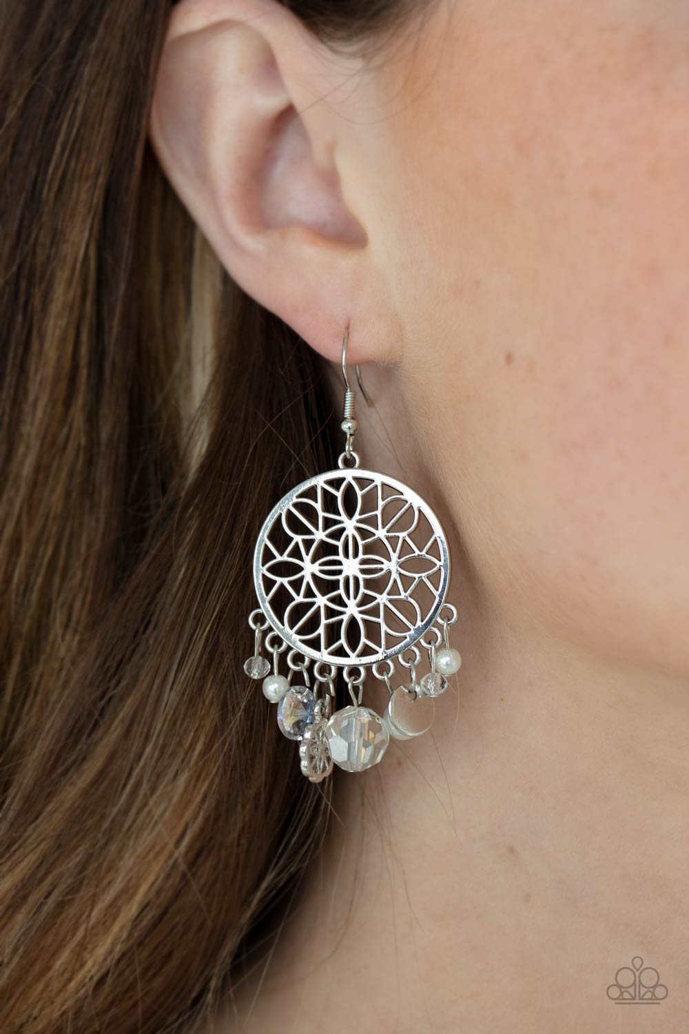 Paparazzi ♥ Garden Dreamcatcher - White ♥ Earrings