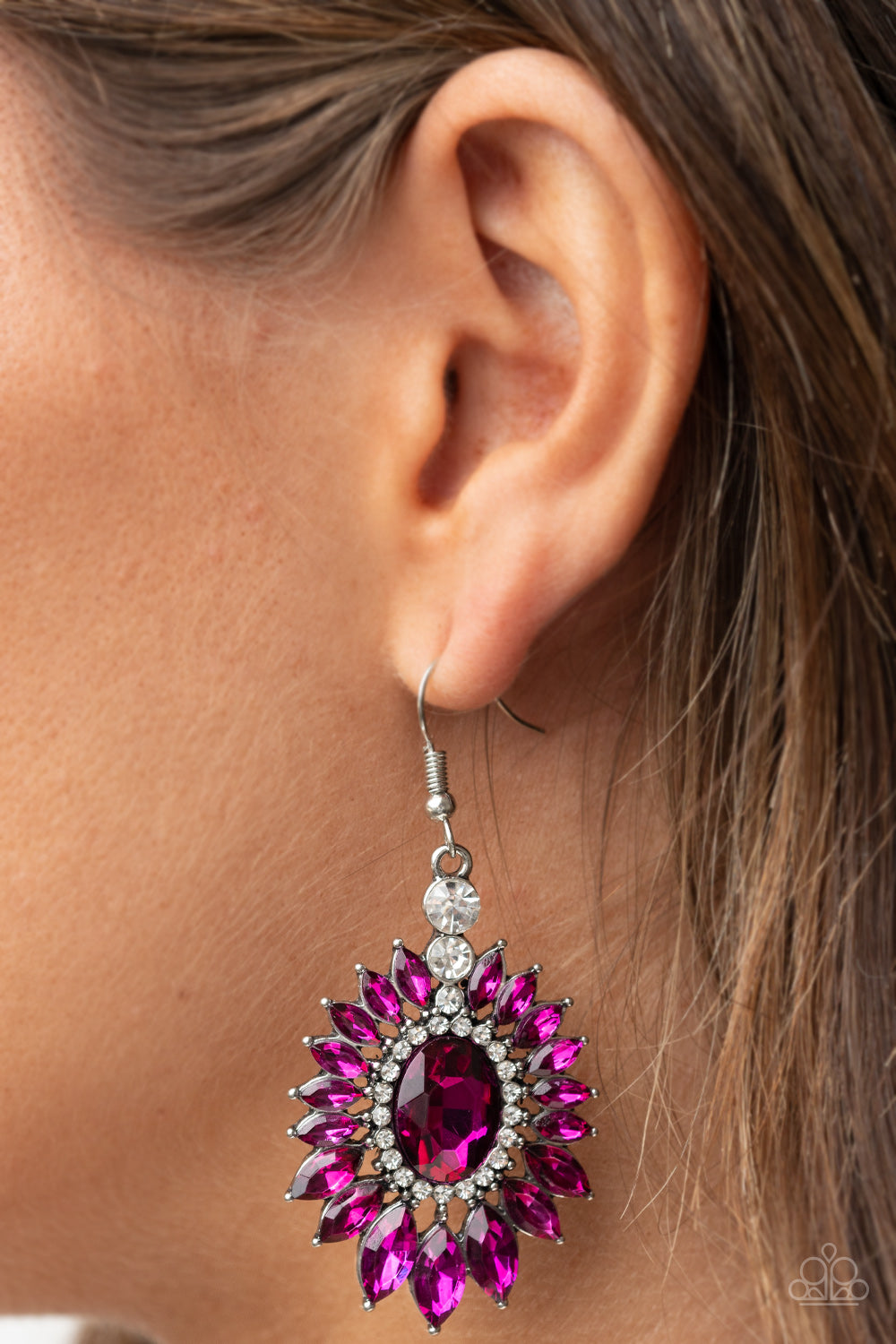 Paparazzi ♥ Big Time Twinkle - Pink ♥ Earrings