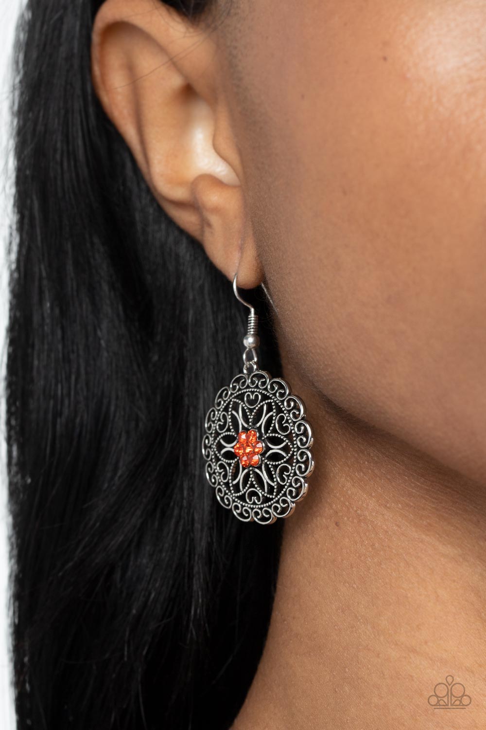 Paparazzi ♥ Flower Shop Sparkle - Orange ♥ Earrings