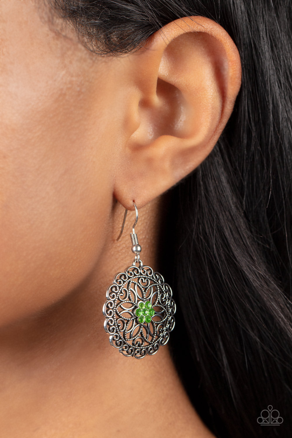 Paparazzi ♥ Flower Shop Sparkle - Green ♥ Earrings