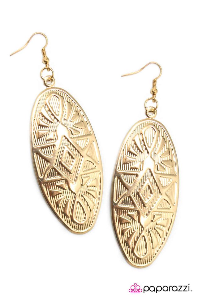 Paparazzi ♥ Aztec Armor - Gold ♥ Earrings