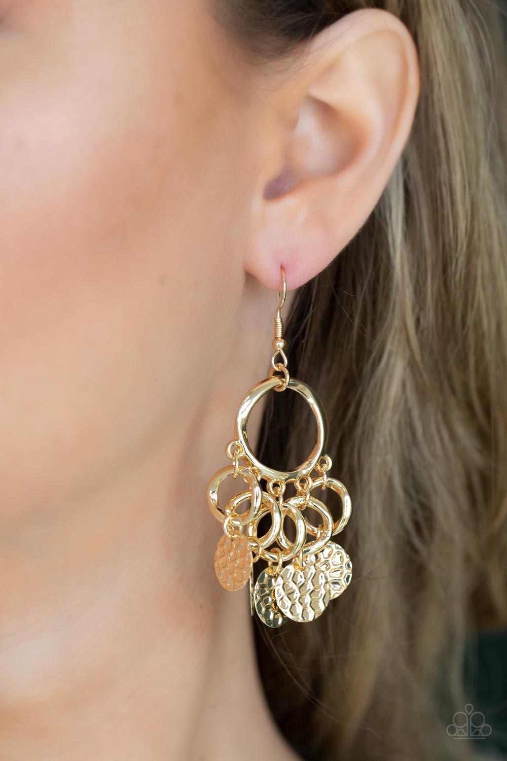 Paparazzi ♥ Partners in CHIME - Gold ♥ Earrings