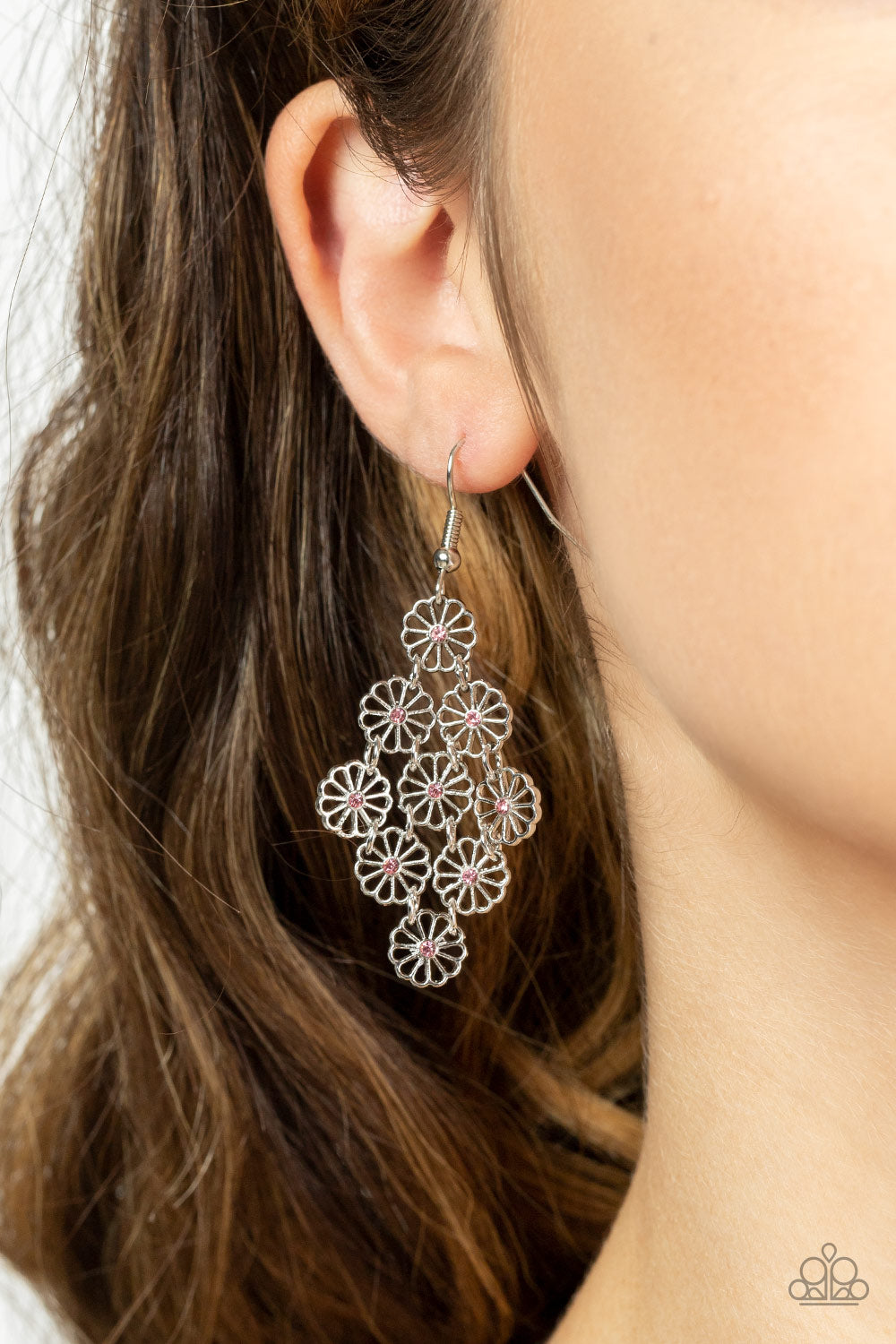 Paparazzi ♥ Bustling Blooms - Pink ♥ Earrings