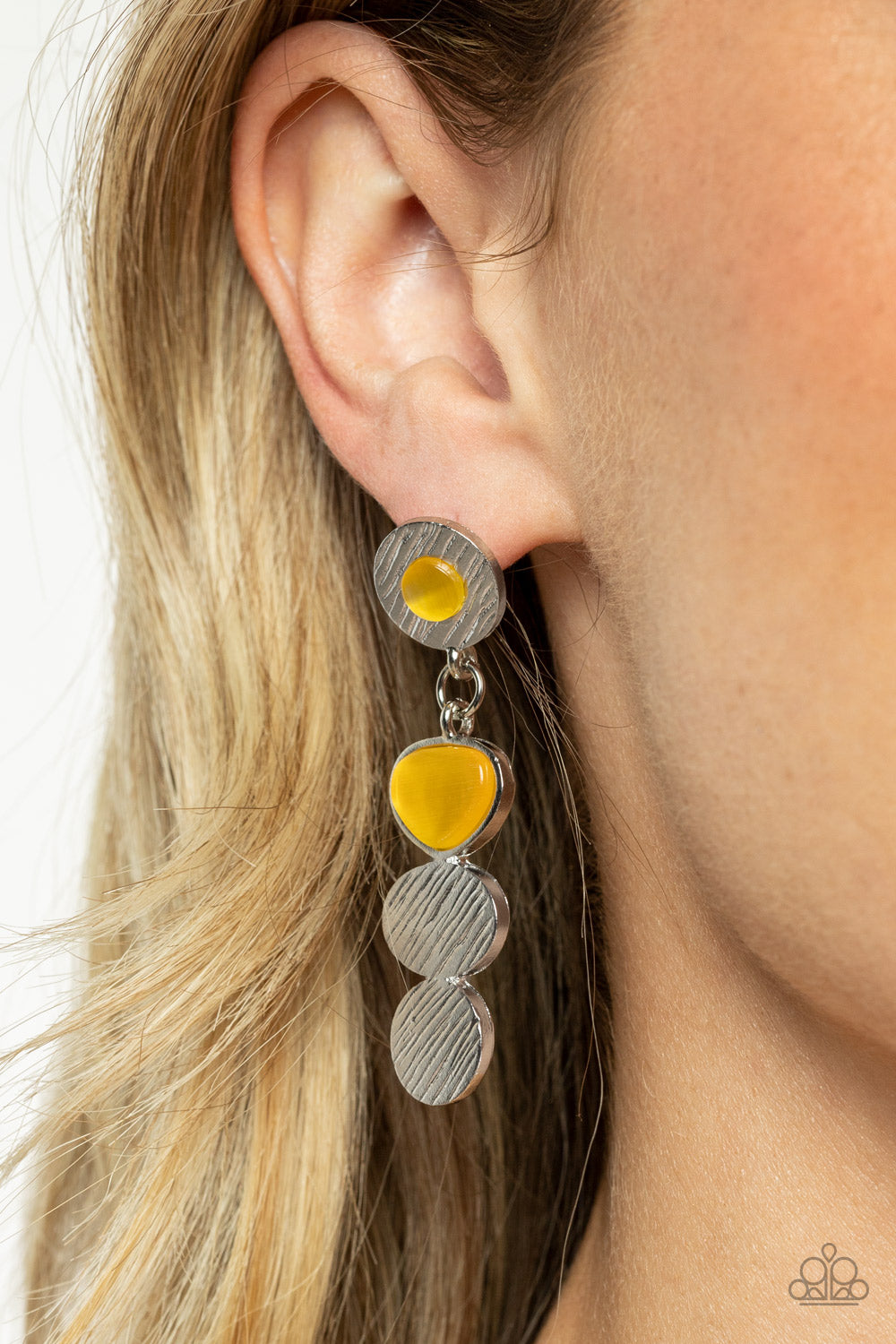 Paparazzi ♥ Asymmetrical Appeal - Yellow ♥ Post Earrings