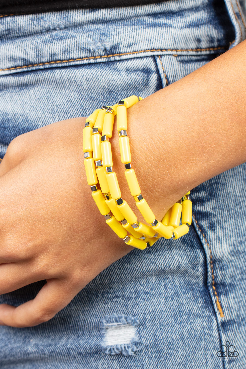 Paparazzi ♥ Radiantly Retro - Yellow ♥ Bracelet