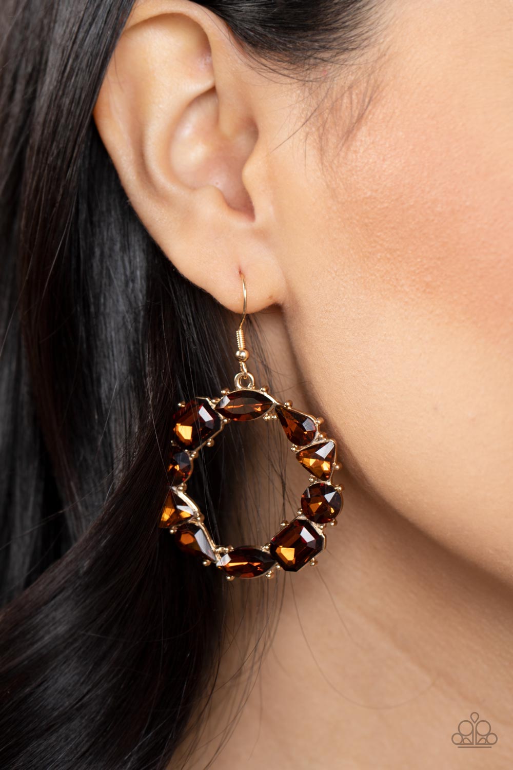 Paparazzi ♥ GLOWING in Circles - Brown ♥ Earrings