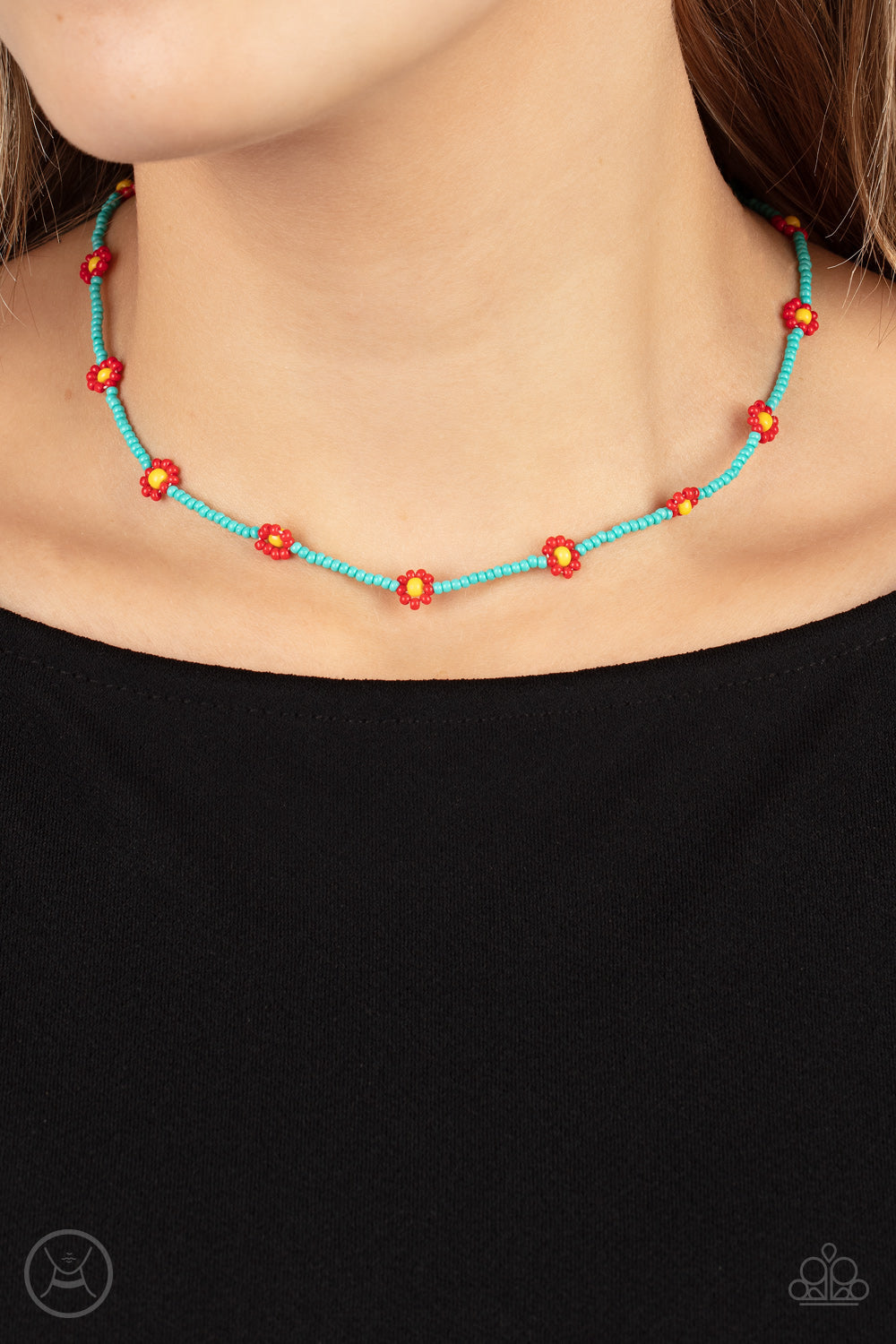 Paparazzi ♥ Colorfully Flower Child - Blue ♥ Necklace