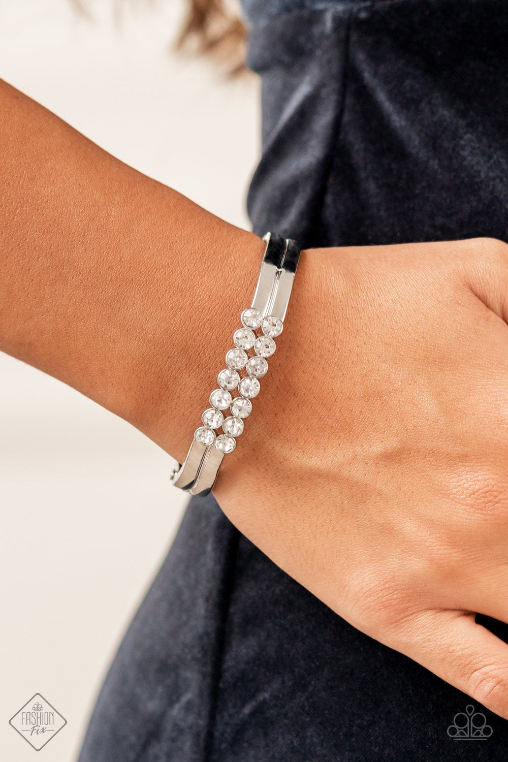 Paparazzi ♥ Doubled Down Dazzle - White ♥ Bracelet