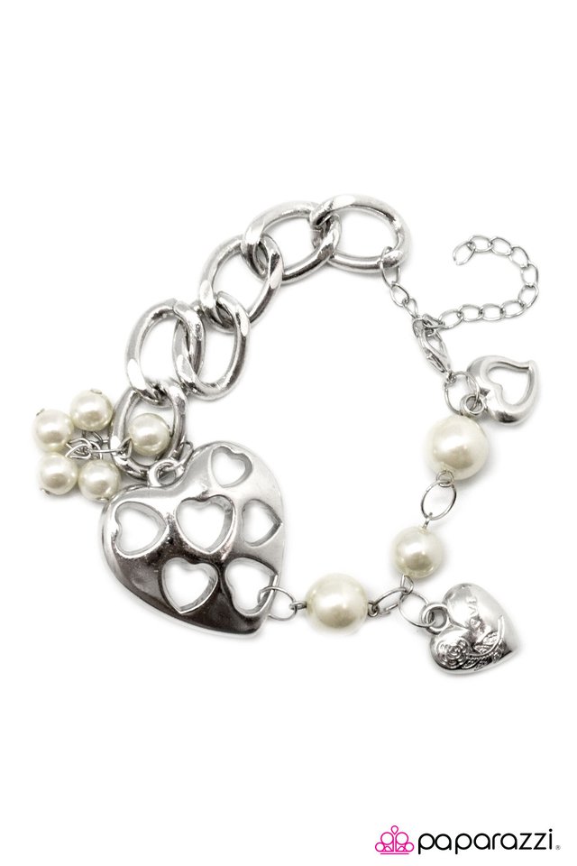 Paparazzi ♥ From The Bottom Of My Heart - White ♥ Bracelet