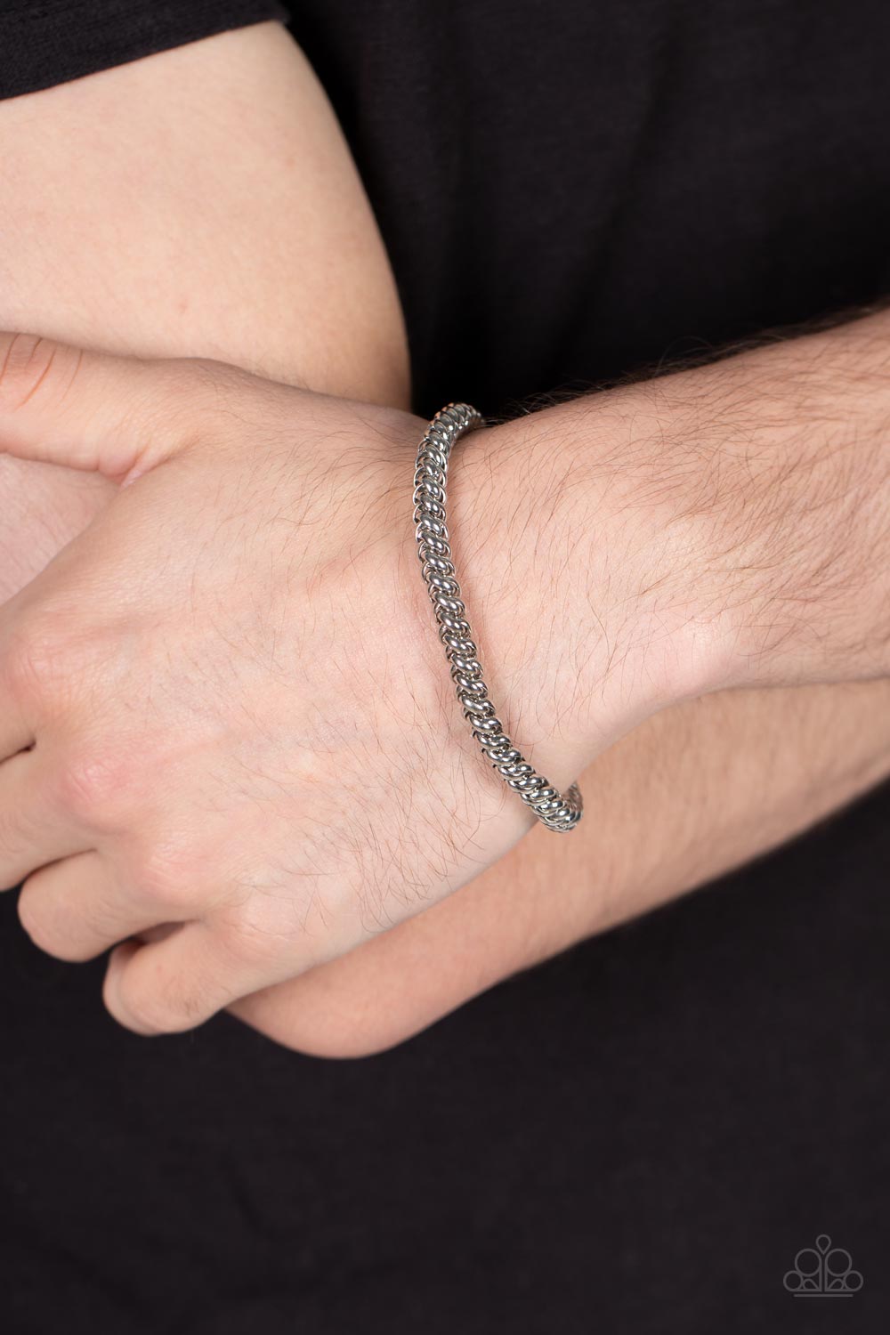 Paparazzi ♥ Setting The Pace - Silver ♥ Mens Bracelet
