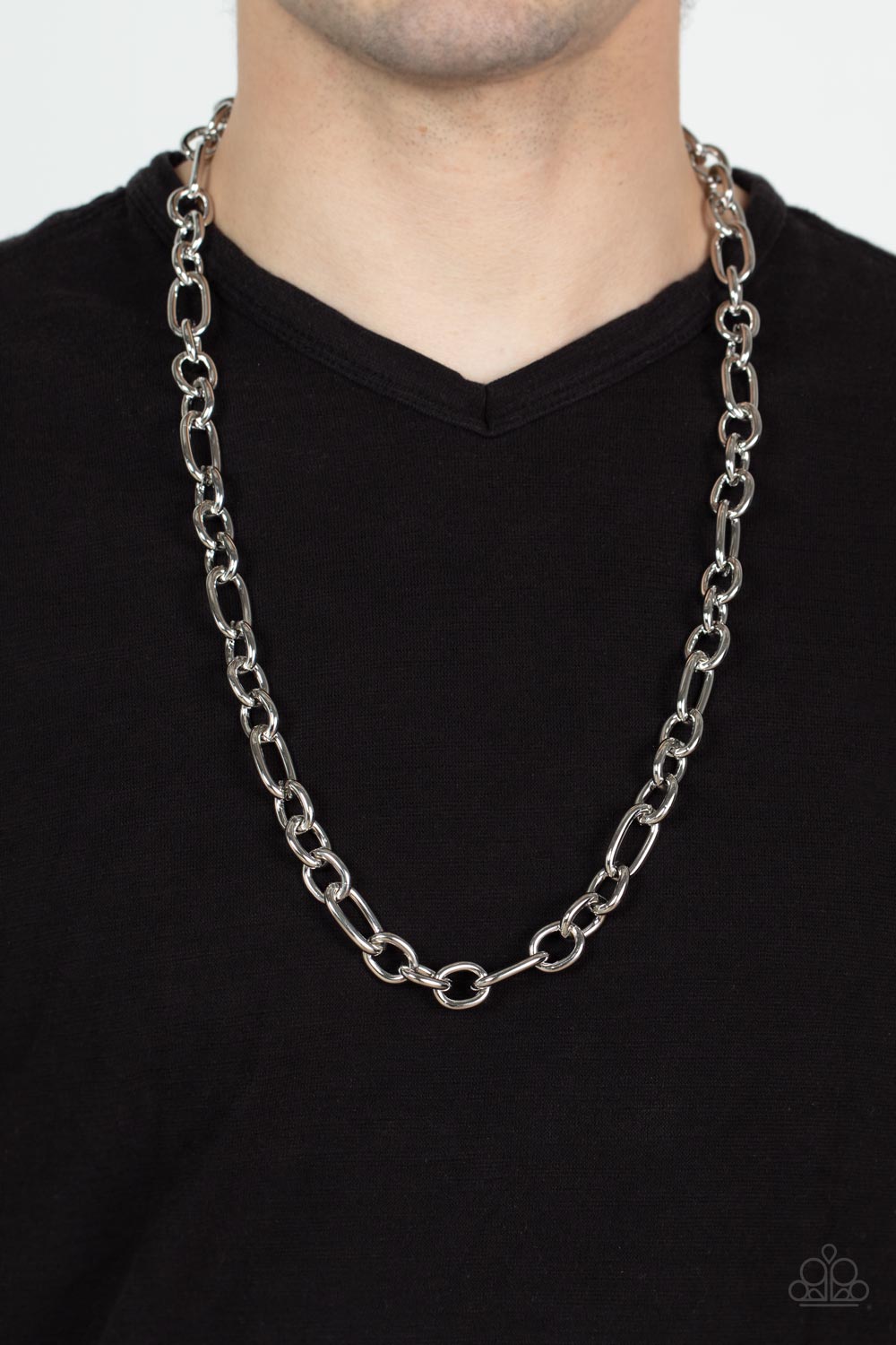 Paparazzi ♥ Ringside Throne - Silver ♥ Mens Necklace