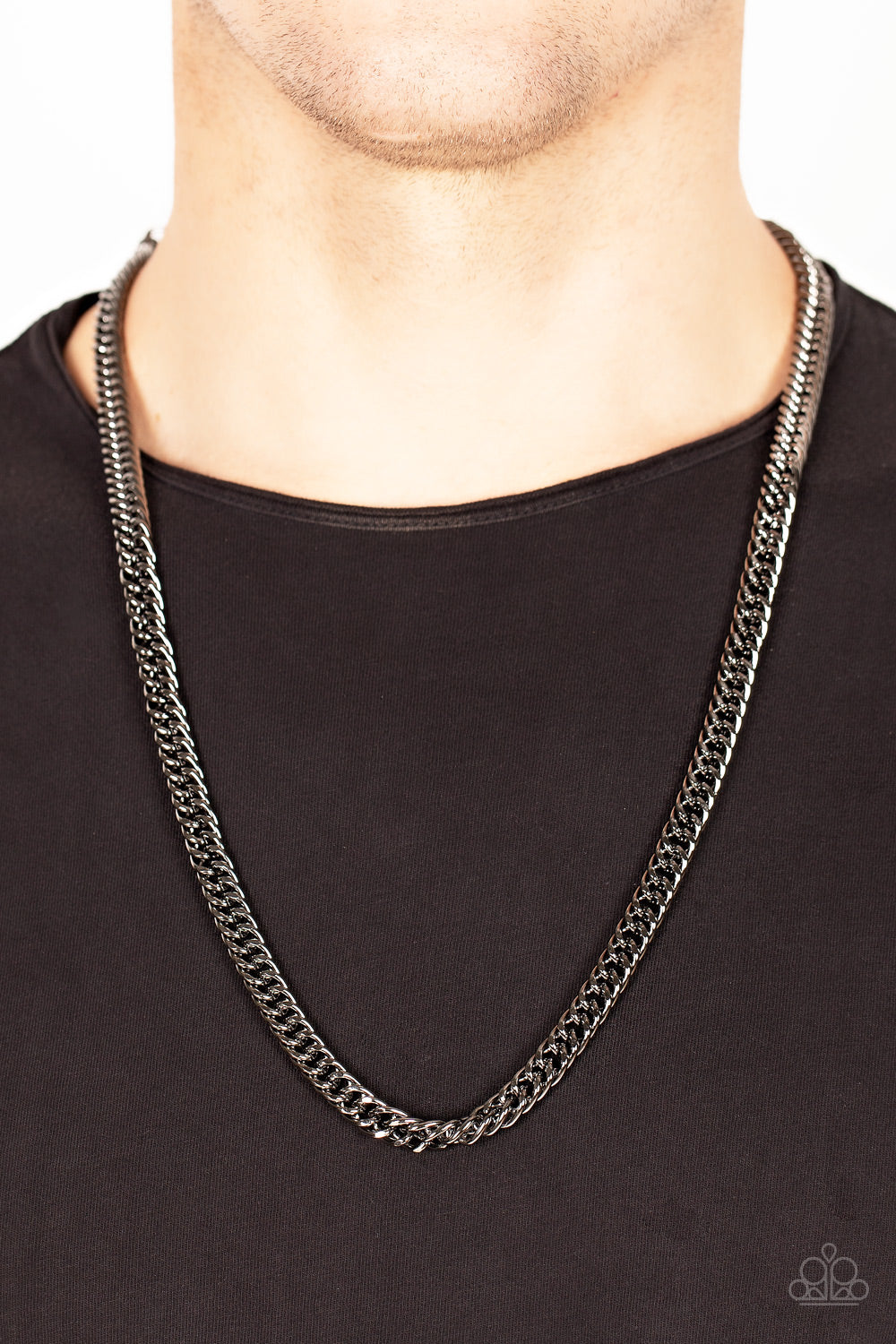 Paparazzi ♥ Standing Room Only - Black ♥ Mens Necklace