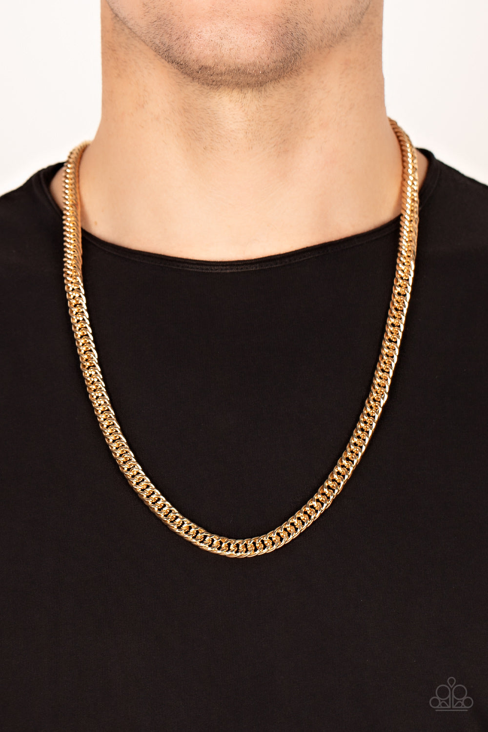 Paparazzi ♥ Standing Room Only - Gold ♥ Mens Necklace